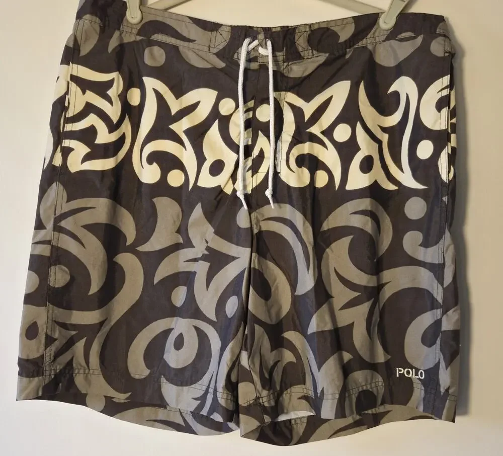 Vtg Polo Sport Ralph Lauren Hawaiian Tribal Print Swim Shorts Spring 2000 Size L